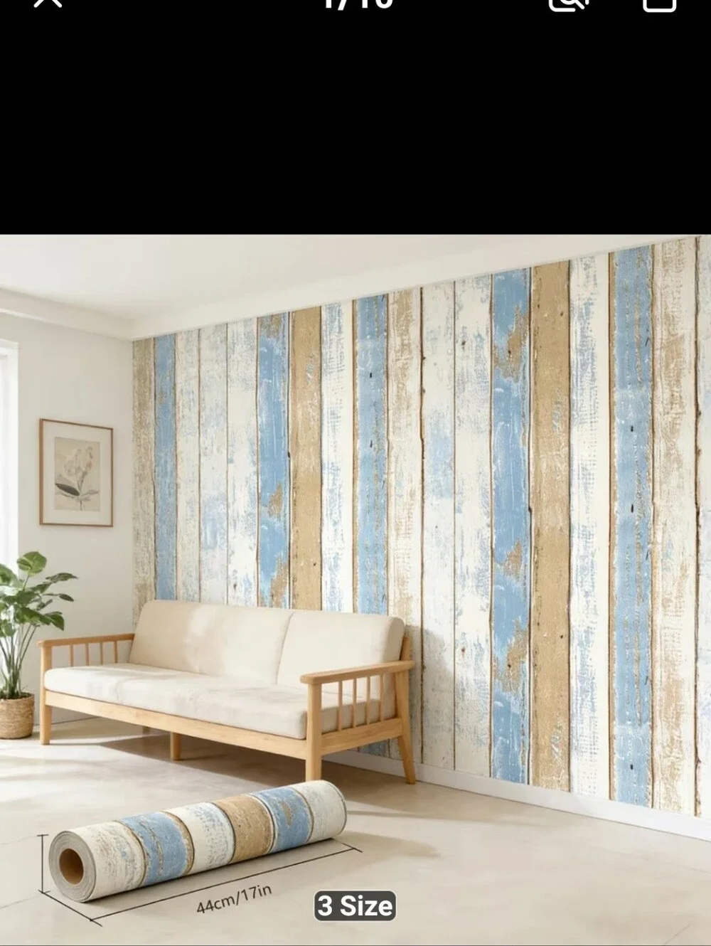 Two Rolls of Blue & Cream Rustic Plank Peel-and-Stick Wallpaper #1417-1891